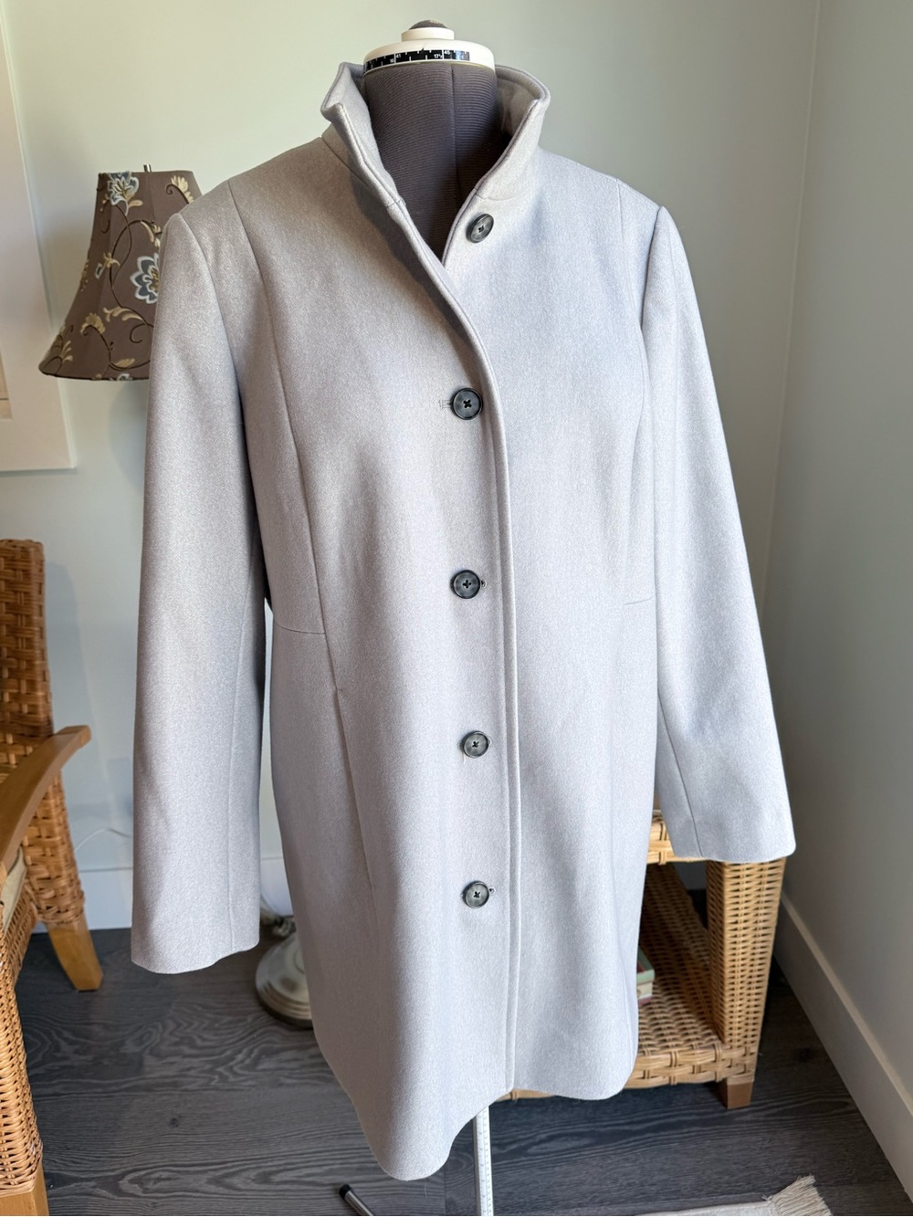 Lands' End Silver Gray Stand-Collar Coat